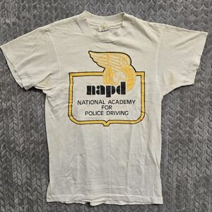 VINTAGE Hanes Fifty-Fifty Made in USA National Academy Police Driving 70s Shirt‎
